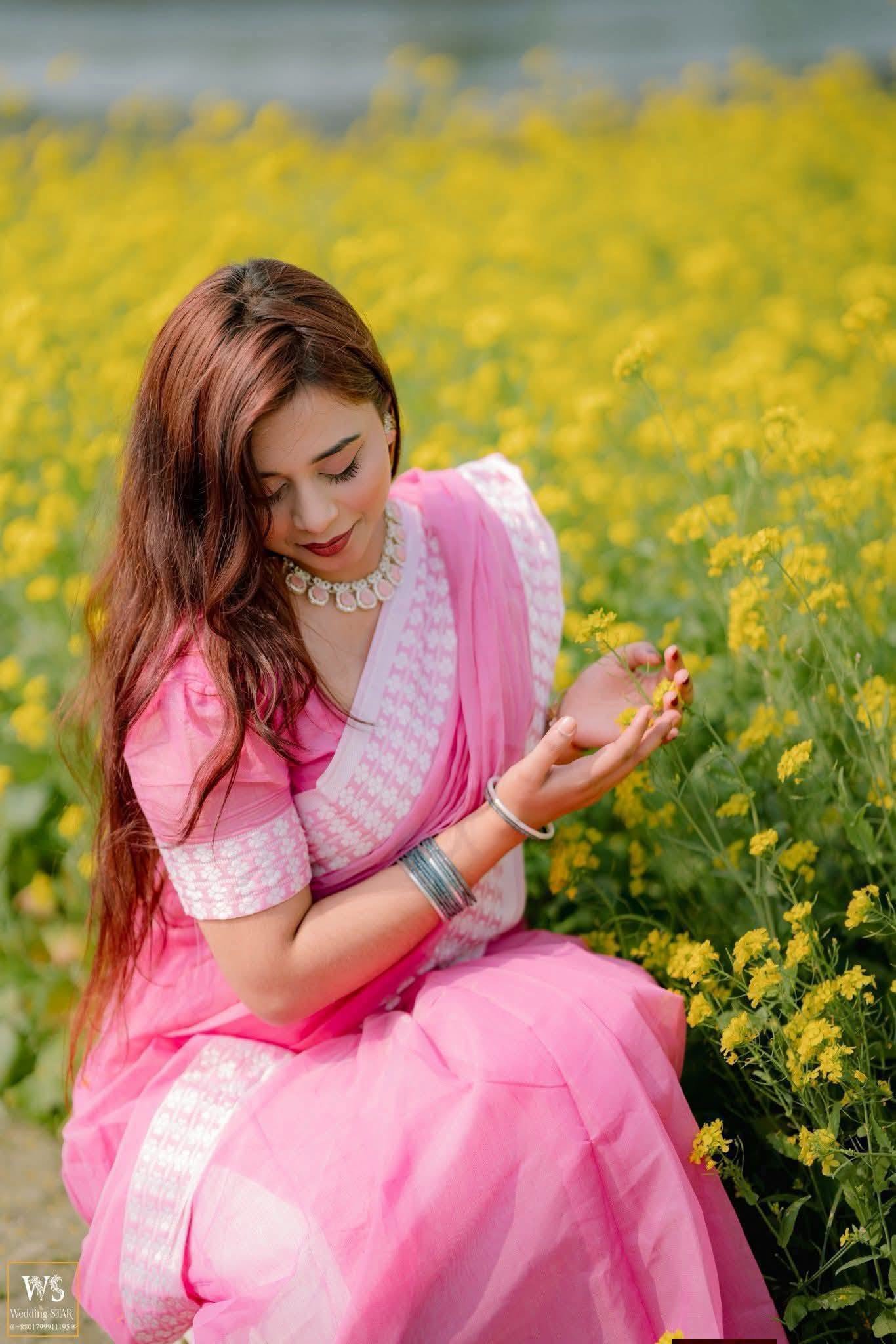 বেবি পিঙ্ক শাড়ি
